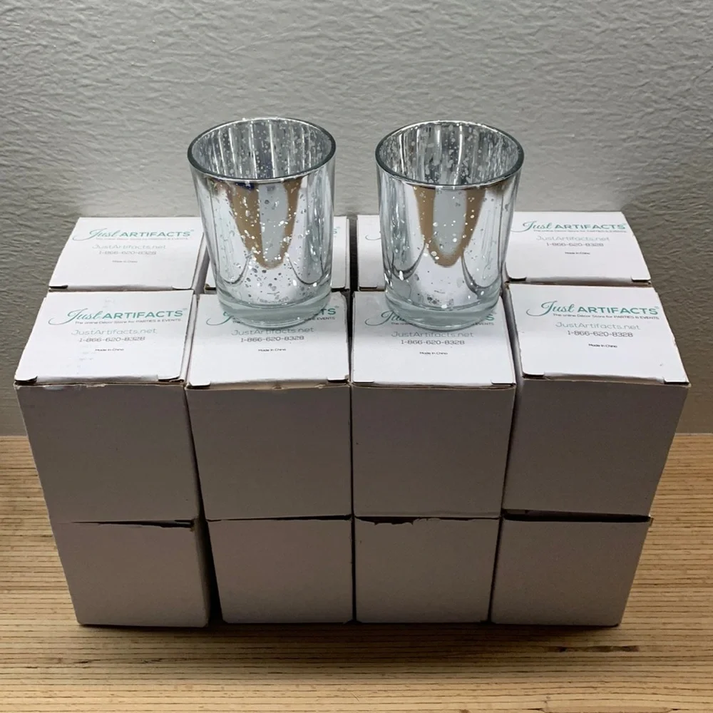 12 Mercury Glass Candle Votives 2.75 inch - Picture 5 of 7